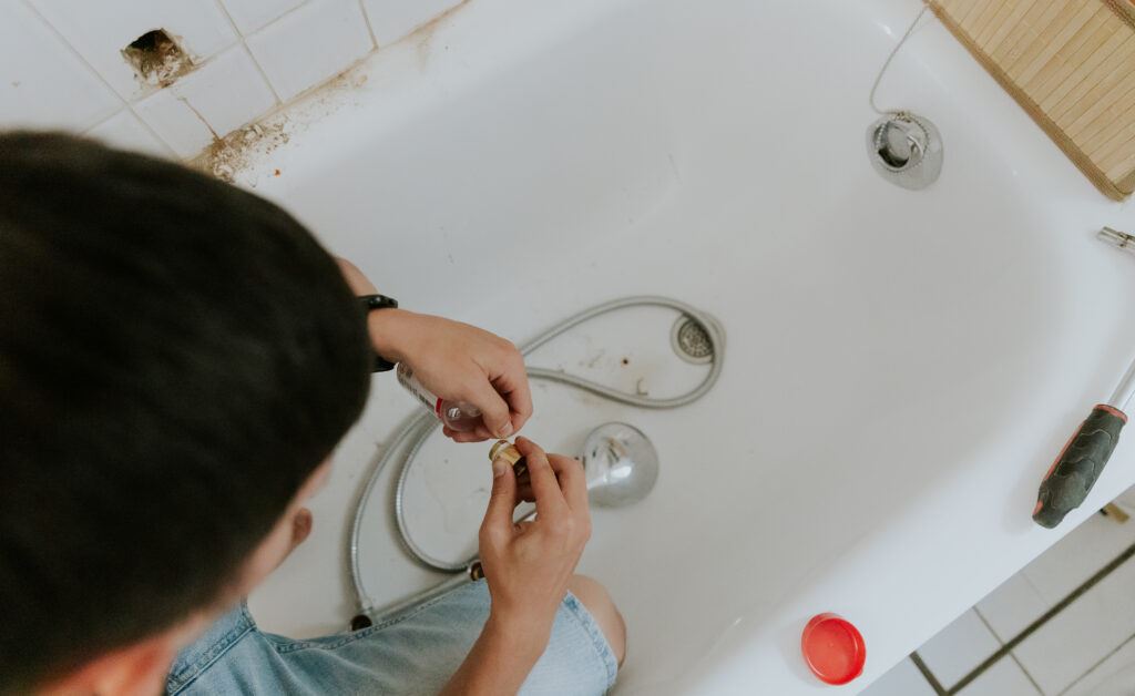 Water Line Repair in Bathtub