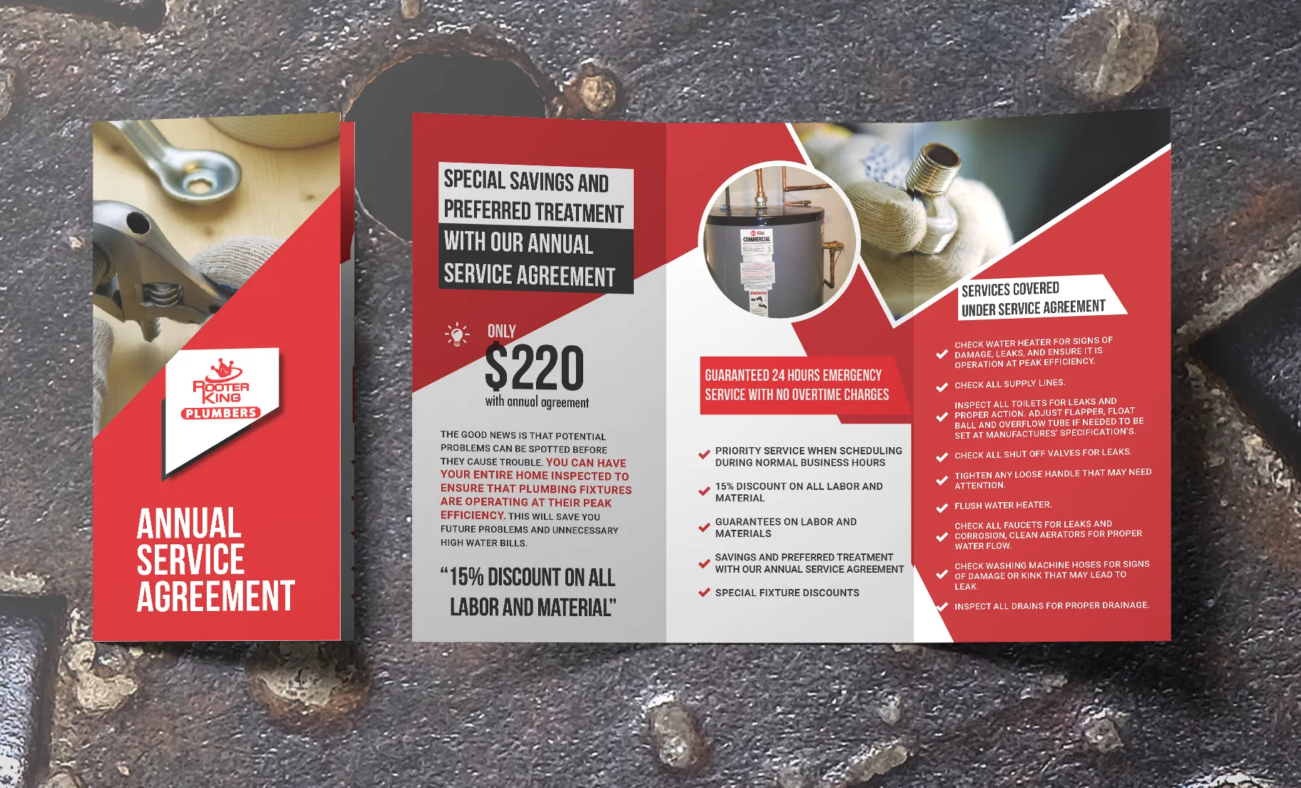 Rooter King Plumbers Annual Service Agreement Brochure
