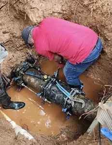 Water line excavation and repair